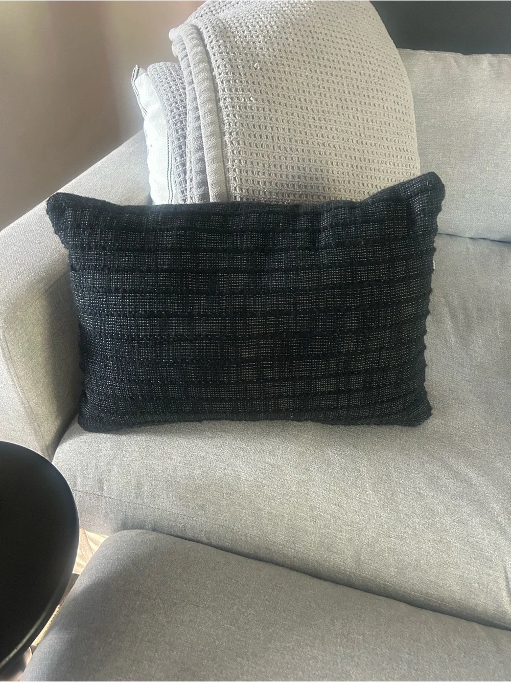 Threshold Black Woven Lumbar Accent Pillow